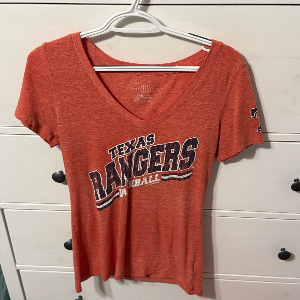 Texas Rangers Red Short Sleeve V Neck Tee